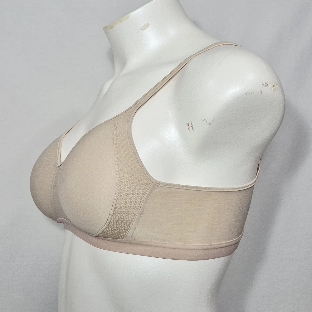 LARGE Hanes HCX3 HBG7 G507 X-Temp Foam Wireless Wire Free Sports Bra‎ Beige